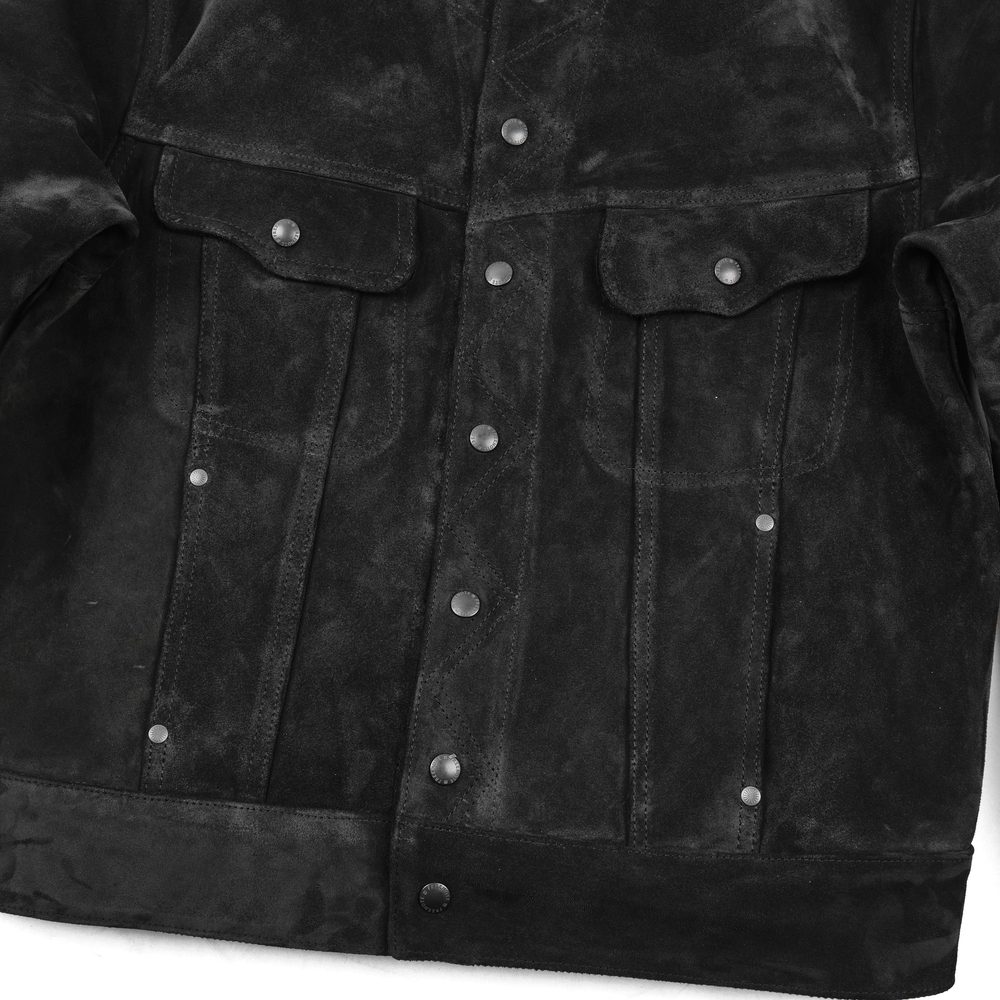High Low 1.4mm Black Suede Jacket View 3