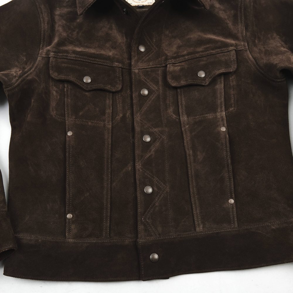 High Low 1.4mm Chocolate Suede Jacket View 3