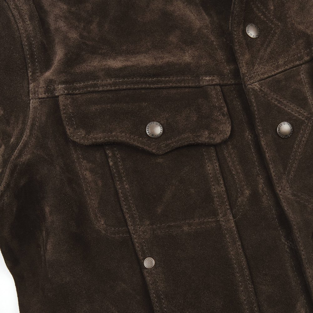 High Low 1.4mm Chocolate Suede Jacket View 4