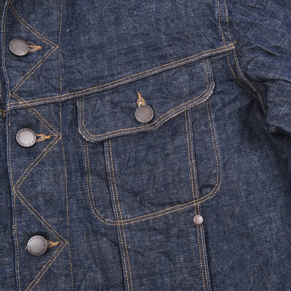 High Low 13 Ounce Natural Indigo Rinsed Jacket View 4