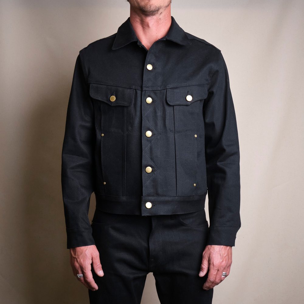 High Low 15.75 Ounce Black Denim Jacket Alternate