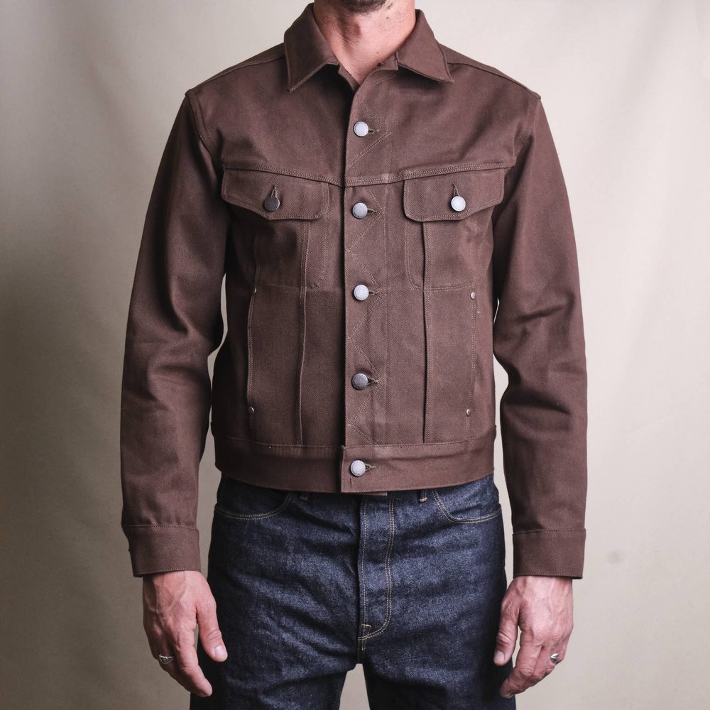High Low 15 Ounce Dark Brown Denim Jacket Alternate