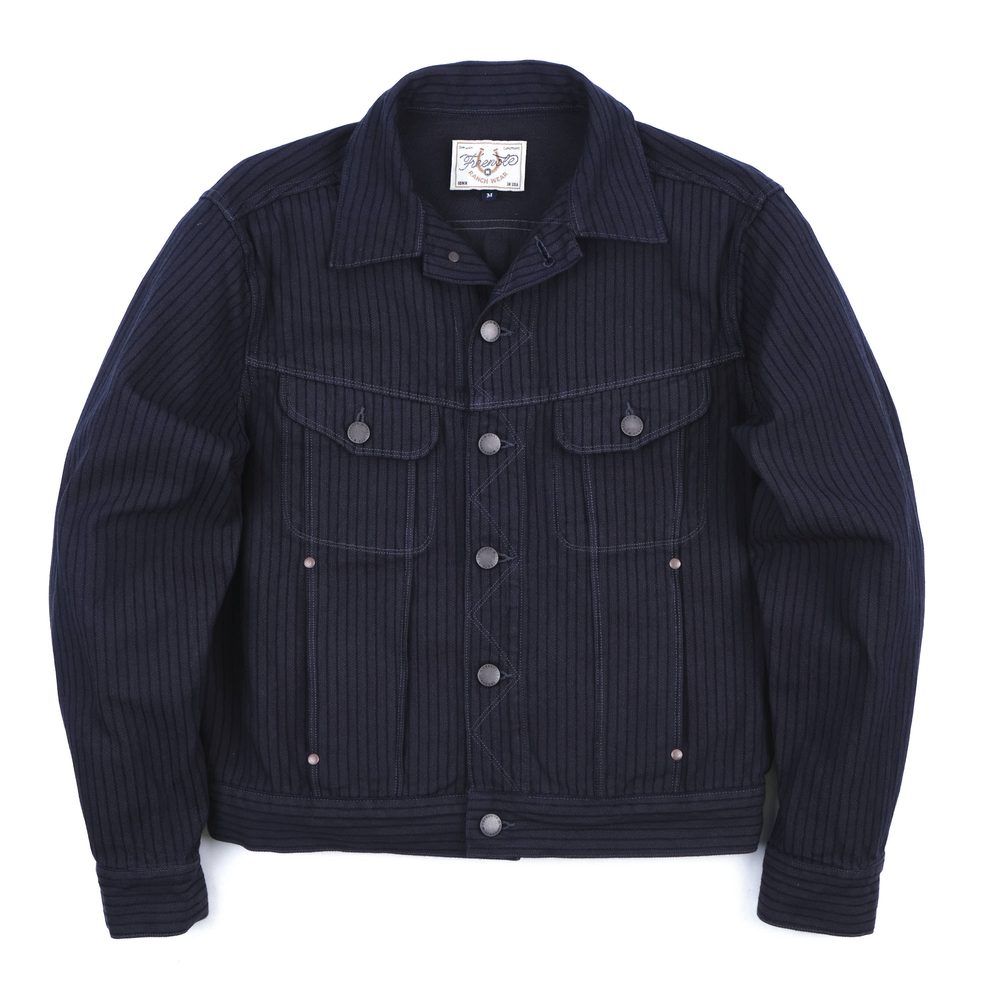 High Low Indigo Herringbone Dobby Jacket
