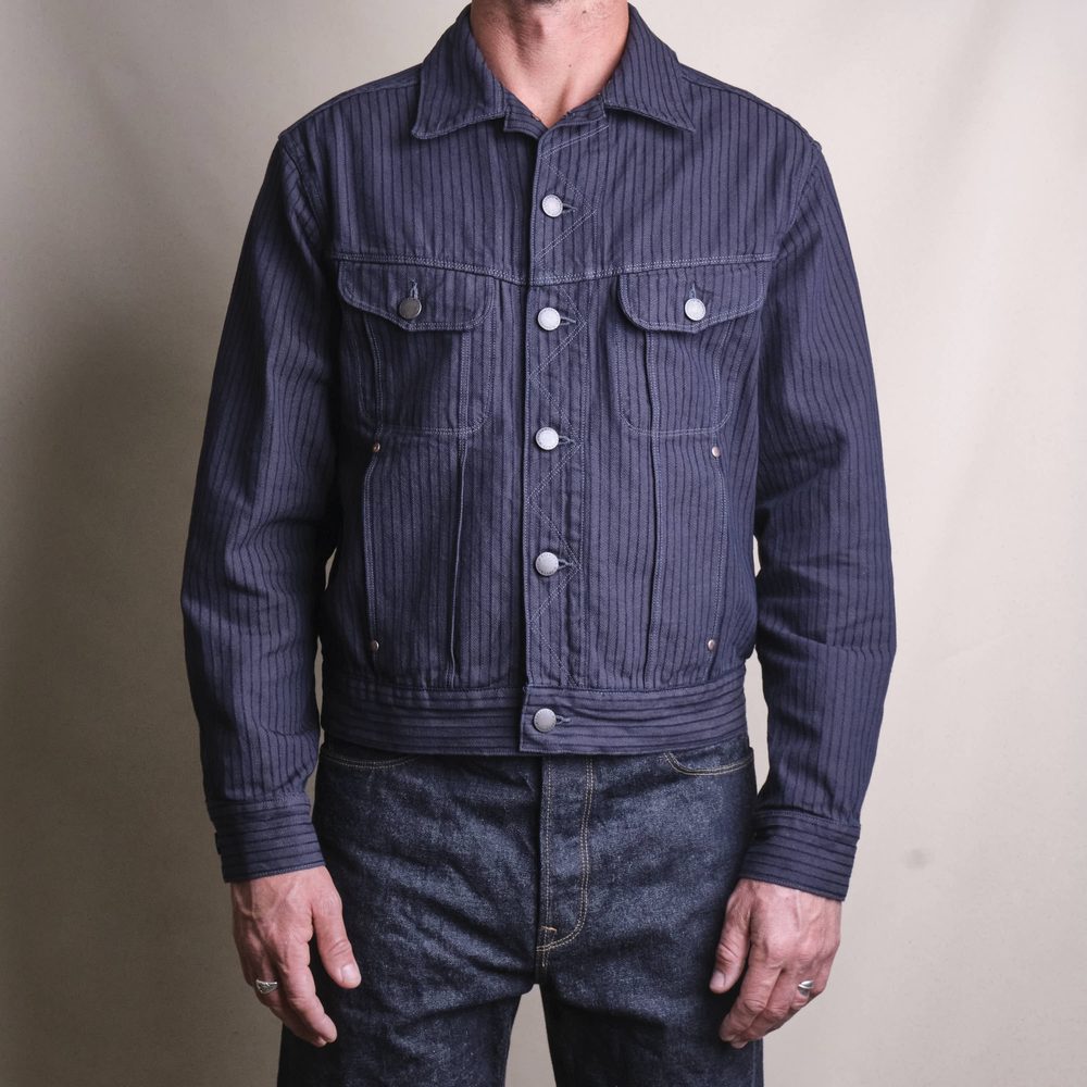 High Low Indigo Herringbone Dobby Jacket Alternate