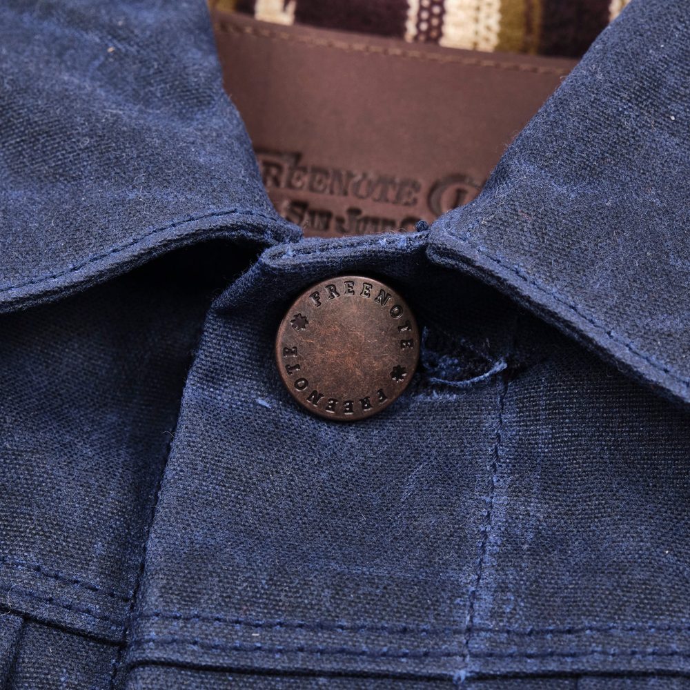 Riders Jacket Waxed Canvas Navy Purple Interior View 3